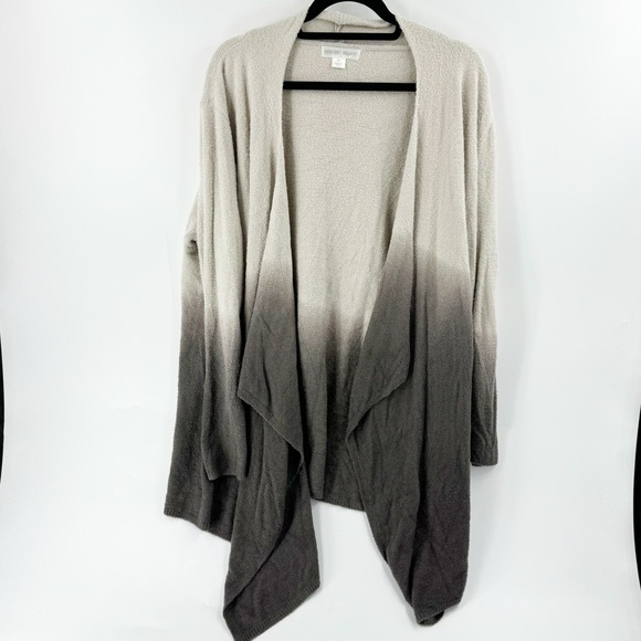 ✅ Barefoot Dreams CozyChic Lite Open Cardigan Sweater Drape Ombre Cream Brown 2X - Picture 1 of 6